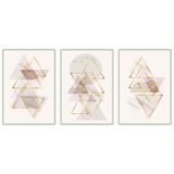 Kit Com 3 Quadros Decorativos Abstratos Com Moldura Para Sala Quarto Escritório 67x923 Abstrato 003