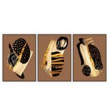 Kit Com 3 Quadros Decorativos Abstratos Com Moldura Para Sala Quarto Escritório 82x102 Abstrato 019
