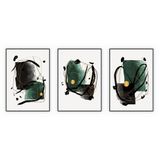 Kit Com 3 Quadros Decorativos Abstratos Com Moldura Para Sala Quarto Escritório 72x1023 Abstrato 002
