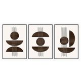 Kit Com 3 Quadros Decorativos Abstratos Com Moldura Para Sala Quarto Escritório 67x922 Abstrato 007