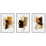 Kit Com 3 Quadros Decorativos Abstratos Com Moldura Para Sala Quarto Escritório 72x1023 Abstrato 001