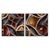Kit Com 2 Quadros Decorativos Abstratos Com Moldura Para Sala Quarto Escritório 62x62 Abstrato 011