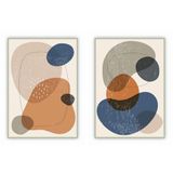Kit Com 2 Quadros Decorativos Abstratos Com Moldura Para Sala Quarto Escritório 67x92 Abstrato 009