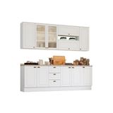 Kit De Cozinha Modulada 10 Peças Americana (4 Aéreos + 3 Balcões + 3 Tampos) Cz266 Branco