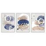 Kit Com 3 Quadros Decorativos Abstratos Com Moldura Para Sala Quarto Escritório 67x92 Abstrato 022