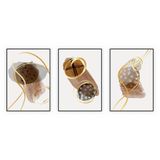 Kit Com 3 Quadros Decorativos Abstratos Com Moldura Para Sala Quarto Escritório 52x722 Abstrato 005