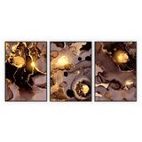 Kit Com 3 Quadros Decorativos Abstratos Com Moldura Para Sala Quarto Escritório 67x92 Abstrato 013