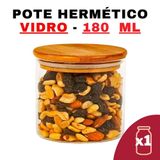 Potes De Vidro Herméticos Com Tampa De Bambu - 180ml (kit 6)