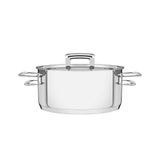 Caçarola Brava Rasa Em Aço Inox Fundo Triplo Com Tampa Plana E Alças 24 Cm 4,8 L