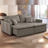 Sofa Cama Retratil E Reclinavel 220cm Detroid Yescasa Bege Escuro