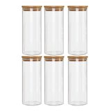 Kit 6 Potes Herméticos Bambu 1800ml | Class Home