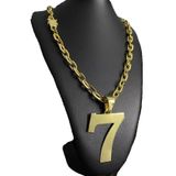 Cordão Cadeado 14mm + Pingente 7 Banhado A Ouro 18k