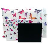 Lençol Casal Estampado 180 Fios - Borboleta Preto