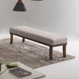 Puff para Quarto 100cm Linho Imbuia Theo Sofani Bege/Imbuia
