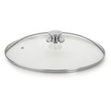 Tampa De Vidro Multiflon Com Pomel Inox 34cm De Diâmetro