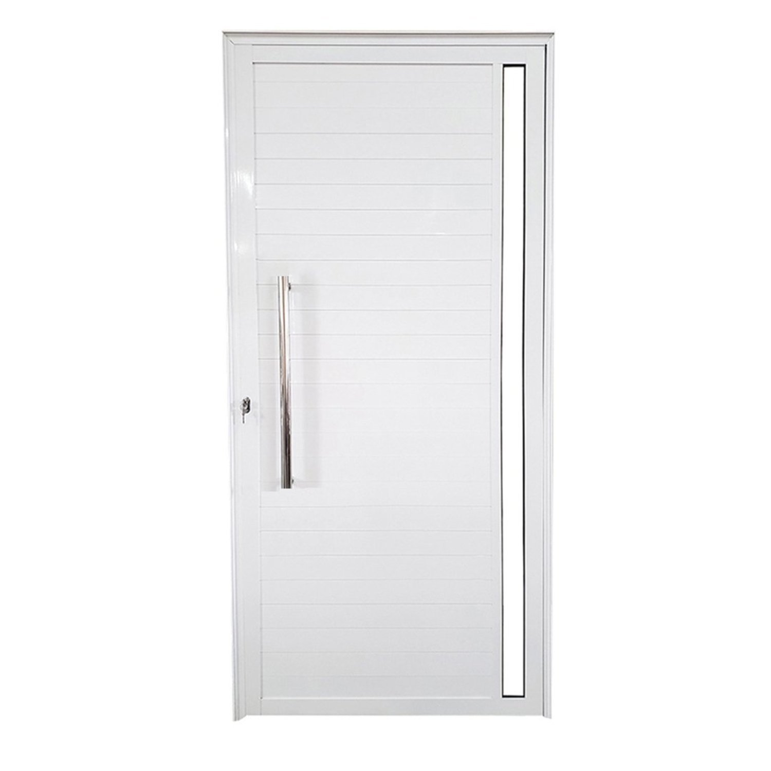 Porta Lambril De Alumínio Esquerda 210 X 80cm Com Visor Linha Veneza Esquadrias Bergamo Branco