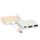 Adaptador Usb 3.1-c Multiporta Com Usb, Hdmi E Usb-c Dourado