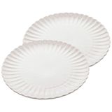 Jogo De 2 Pratos Rasos Wolff De Porcelana Pétala Matt 25cm - Branco