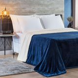 Cobertor Casal Queen Alaska Sherpa Manta Microfibra Marinho