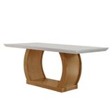 Mesa Para Sala De Jantar 180cm Milena Em Mdf E Vidro Off White/ Imbuia/ Serig. Off