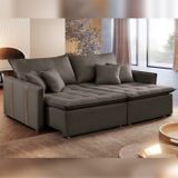 Sofa Cama Retratil E Reclinavel 220cm Detroid Yescasa Marrom