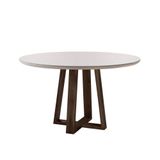 Mesa De Jantar Redonda Natalle Madeira Maciça E Tampo Com Vidro 100cm Móveis Mix Castanho/off White