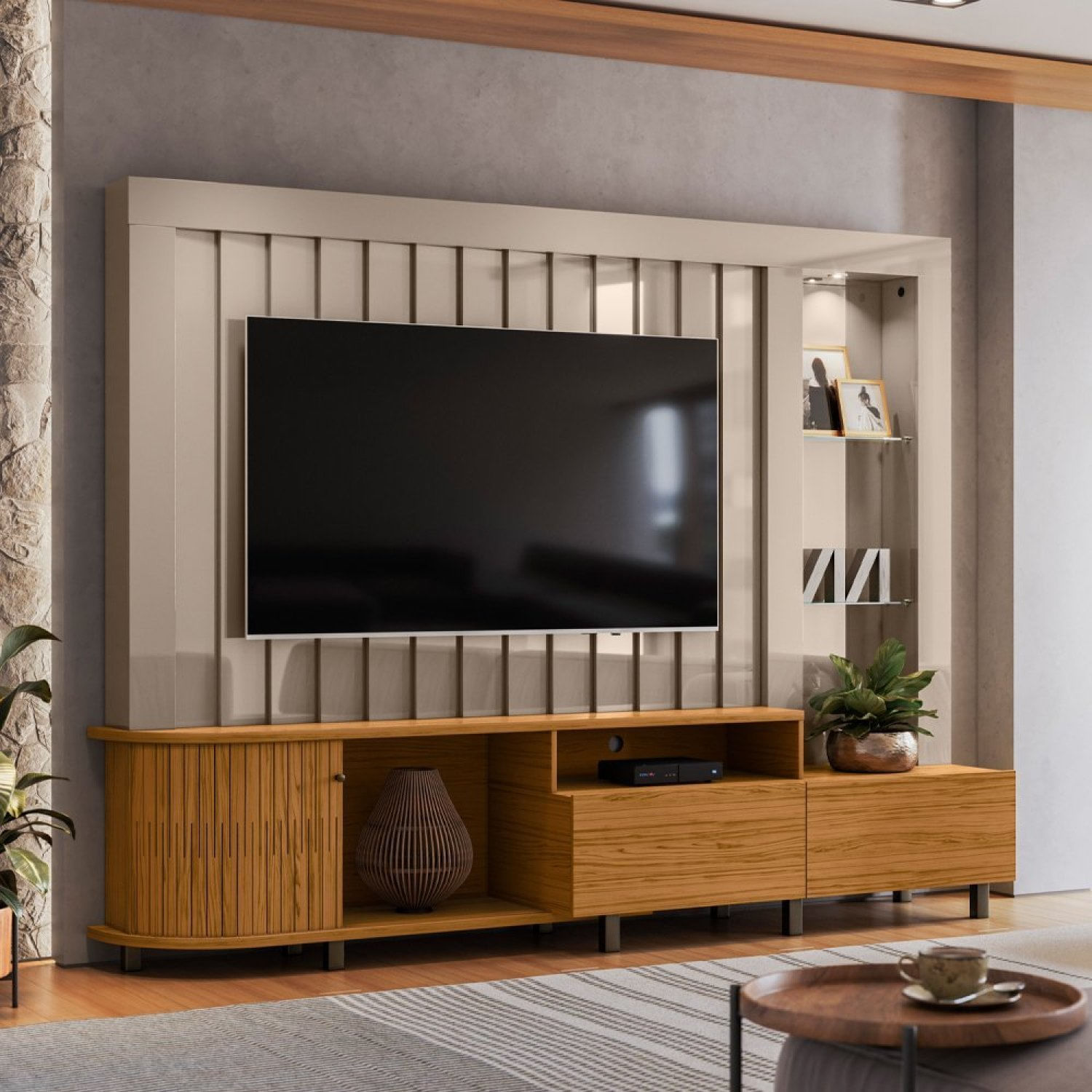 Estante Home Para Tv Até 70 Polegadas Le Mans Fendi/naturale