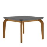 Mesa Sala De Jantar Liz 120cm Em Mdf E Vidro Com Canto Copo Grafite/ Imbuia/ Serig. Grafite