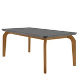 Mesa Sala De Jantar Liz 180cm Em Mdf E Vidro Com Canto Copo Grafite/ Imbuia/ Serig. Grafite