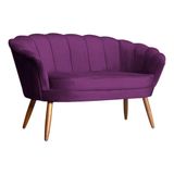 Namoradeira Poltrona Decorativa Pétala Pé Palito Veludo Roxo - Fm