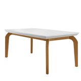 Mesa Para Sala De Jantar Liz 180cm Em Mdf E Vidro Canto Reto Off White/ Imbuia/ Off/ Serig. Off