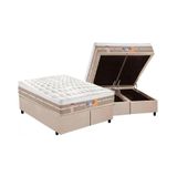 Cama Box Queen: Colchão Molas Castor Pocket Silver Star Air One Face + Base Crc Suede Clean(158x198)