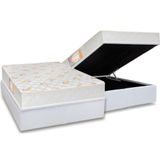 Cama Box Baú Casal: Colchão Ortopédico Castor Sleep + Base Crc Courano White(138x188)