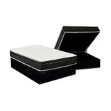 Cama Box Baú Casal: Colchão Molas Luckspuma Bonnel Eagle New + Base Crc Suede Black(138x188)