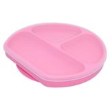 Prato De Silicone Infantil 3 Divisórias Com Base De Sucção Rosa Oxford