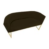 Namoradeira Poltrona Decorativa Luana Suede Marrom Com Base Dourada - Fm