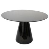 Mesa De Jantar Cone 140 Cm Tampo De Vidro Laca Preta Preto