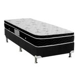 Cama Box Solteiro: Colchão Molas Ortobom Nanolastic Physical Spring + Base Crc Suede Black(88x188)