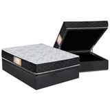 Cama Box Baú Casal: Colchão Espuma Castor D23 Sleep Max Duplo + Base Crc Suede Gray(138x188)