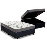 Cama Box Baú Casal: Colchão Espuma D33 Ortobom Light Saúde + Base Crc Suede Black(138x188)