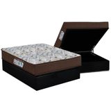 Cama Box Baú Casal: Colchão Ortopédico Ortobom D45 / Ep Iso 150 Mega Firmebase Suede Black(138x188)