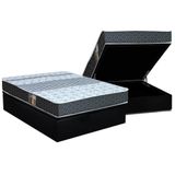 Cama Box Baú Casal: Colchão Molas Bonnel Castor Class Slim Double Facebase Suede Black(138x188)