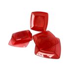 50 Pratos Acrílico Sobremesa Resistente 15cm Vermelho