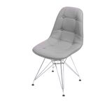 Cadeira Eames Dkr Botonê Assento Pu Cinza Base Cromada