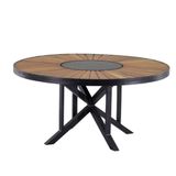 Mesa Atenas Com Prato Giratório Em Aluminio Trama Original Marrom