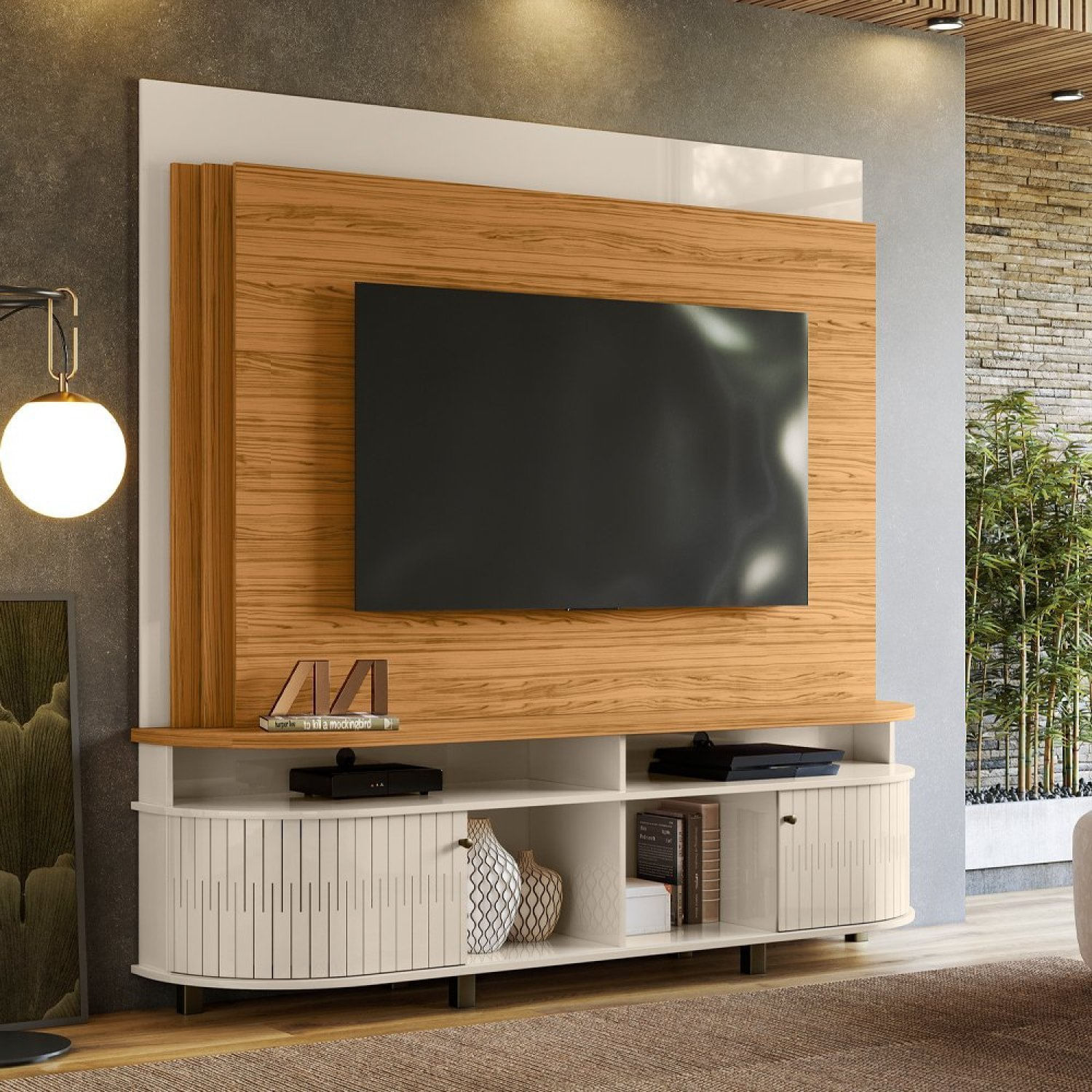 Estante Home Para Tv Até 65 Polegadas Daytona Naturale/off White