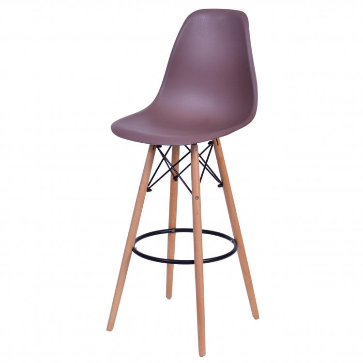 Banqueta Polipropileno Base Madeira Eiffel OR Design Café