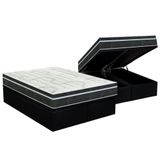 Cama Box Baú Queen: Colchão Molas Orthoflex Bonnel Venezia + Base Crc Courano Black(158x198)