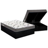 Cama Box Baú Queen: Colchão Espuma D33 Ortobom Light Saúde + Base Crc Courano Black(158x198)