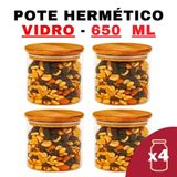 Kit Potes De Vidro Herméticos 650ml - 4 Unidades